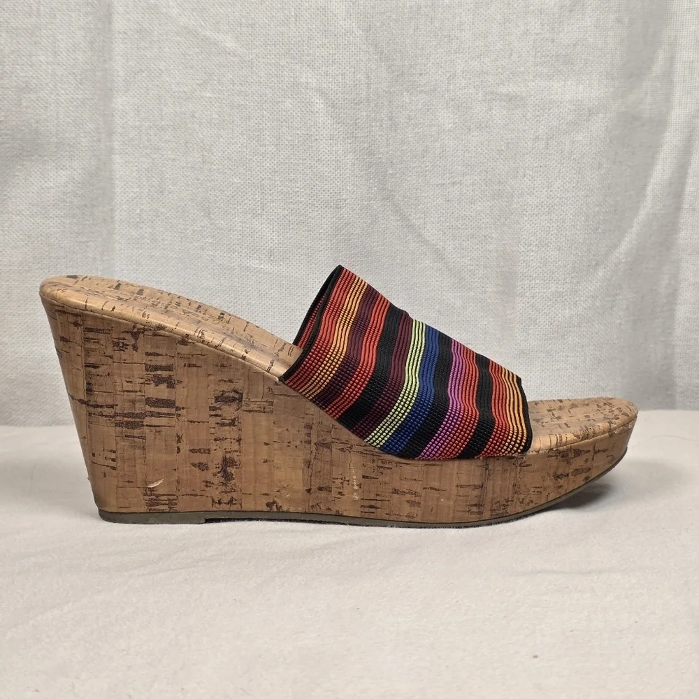 Montego Bay Club Multicolor Cork Wedge Slides Size 8.5